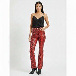 RUDSAK NEW with tag leather Red Snake Print Boot Cut Pants